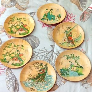 Vintage Bamboo Decorative Plates